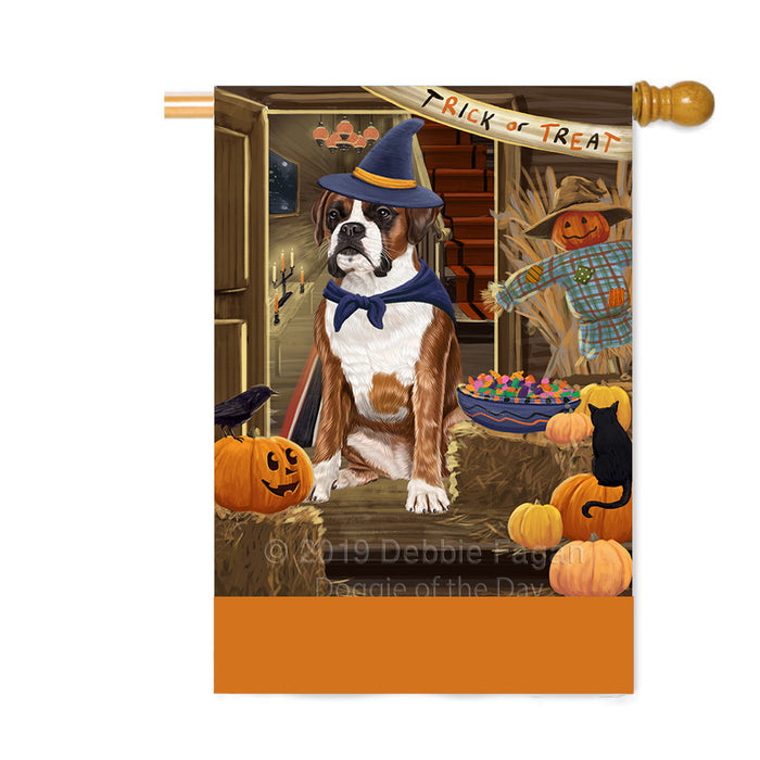 Personalized Enter at Own Risk Trick or Treat Halloween Boxer Dog Custom House Flag FLG-DOTD-A59553