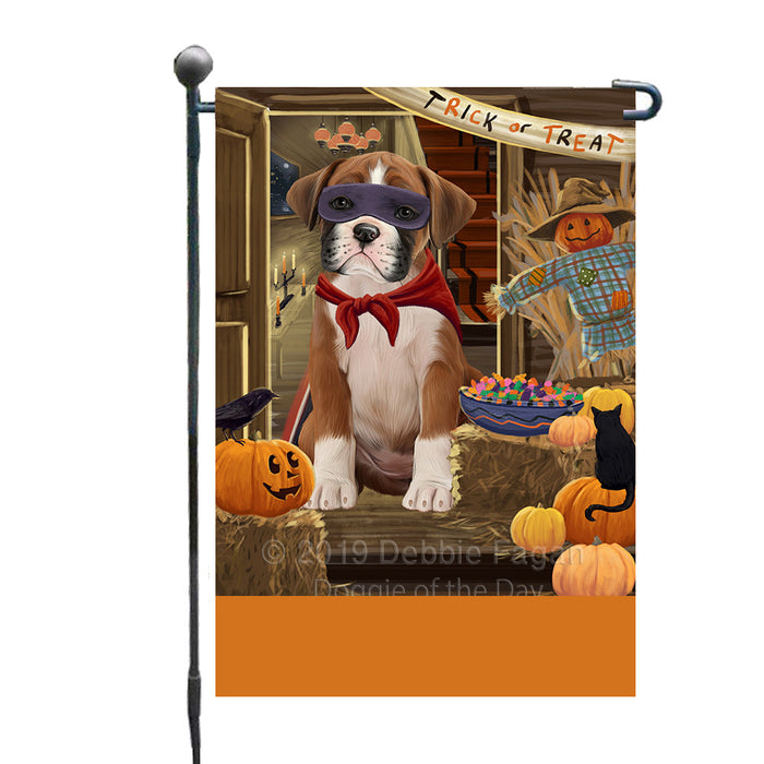 Personalized Enter at Own Risk Trick or Treat Halloween Boxer Dog Custom Garden Flags GFLG-DOTD-A59499