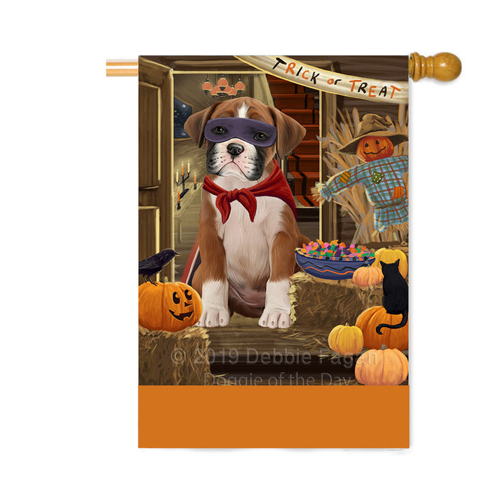 Personalized Enter at Own Risk Trick or Treat Halloween Boxer Dog Custom House Flag FLG-DOTD-A59555