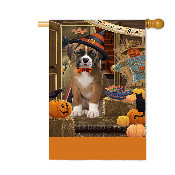 Personalized Enter at Own Risk Trick or Treat Halloween Boxer Dog Custom House Flag FLG-DOTD-A59557