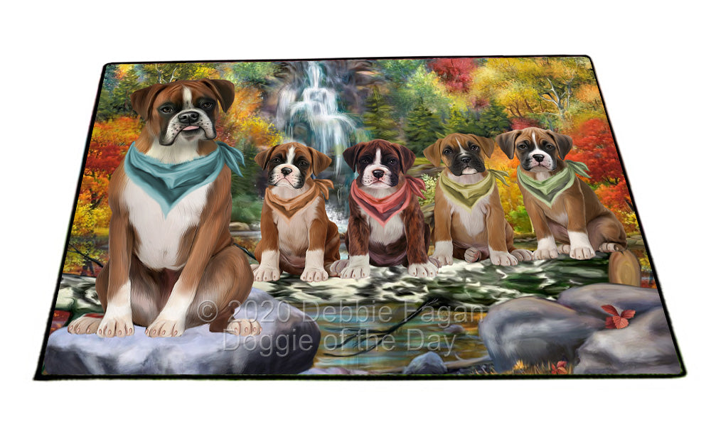 Scenic Waterfall Boxer Dogs Floormat FLMS55963