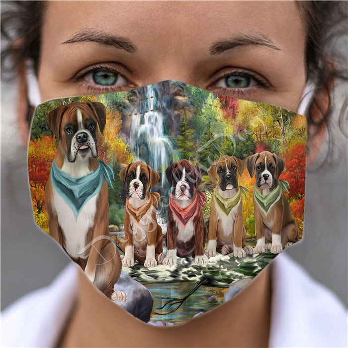 Scenic Waterfall Boxer Dogs Face Mask FM49282