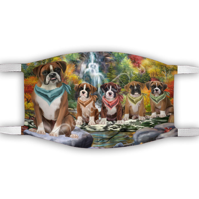 Scenic Waterfall Boxer Dogs Face Mask FM49282