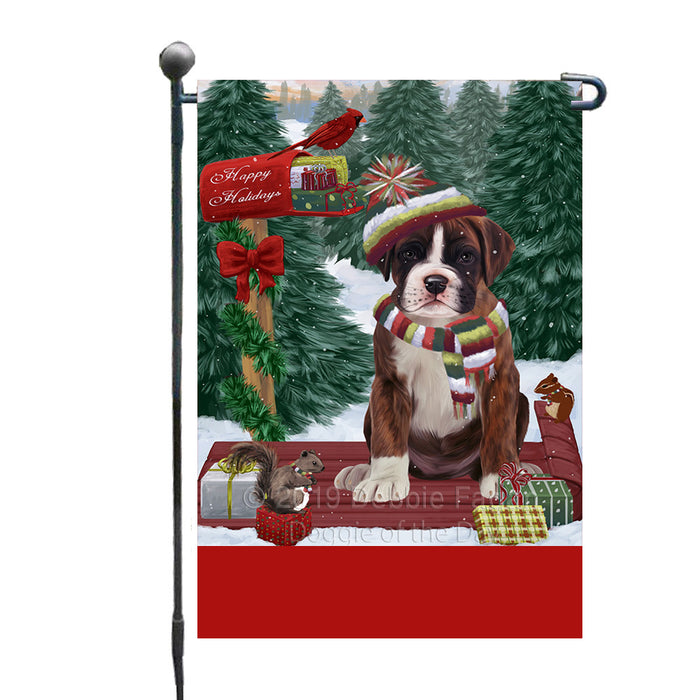 Personalized Merry Christmas Woodland Sled  Boxer Dog Custom Garden Flags GFLG-DOTD-A61525