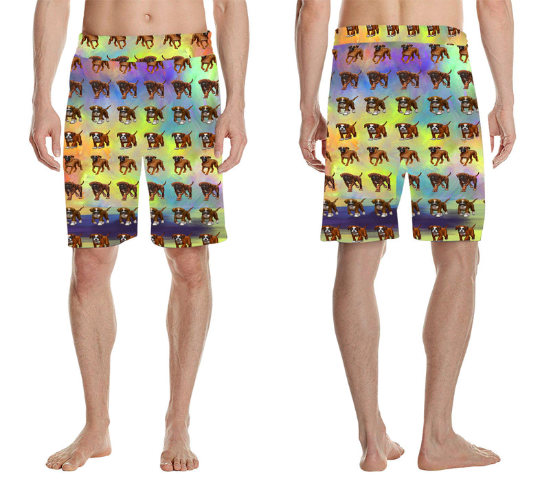 Paradise Wave Boxer Dogs All Over Print Men's Casual Shorts