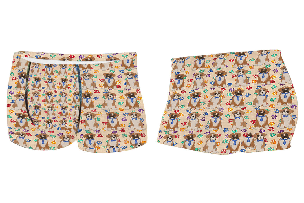 Rainbow Paw Print Boxer Dogs BlueMen's All Over Print Boxer Briefs