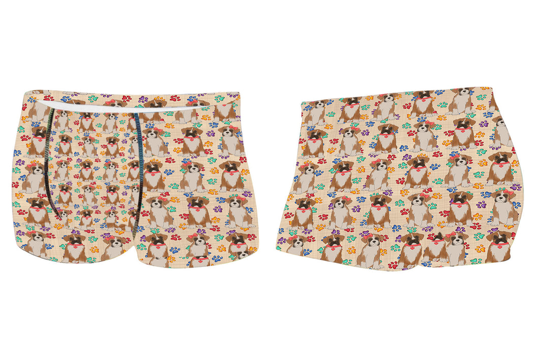 Rainbow Paw Print Boxer Dogs RedMen's All Over Print Boxer Briefs