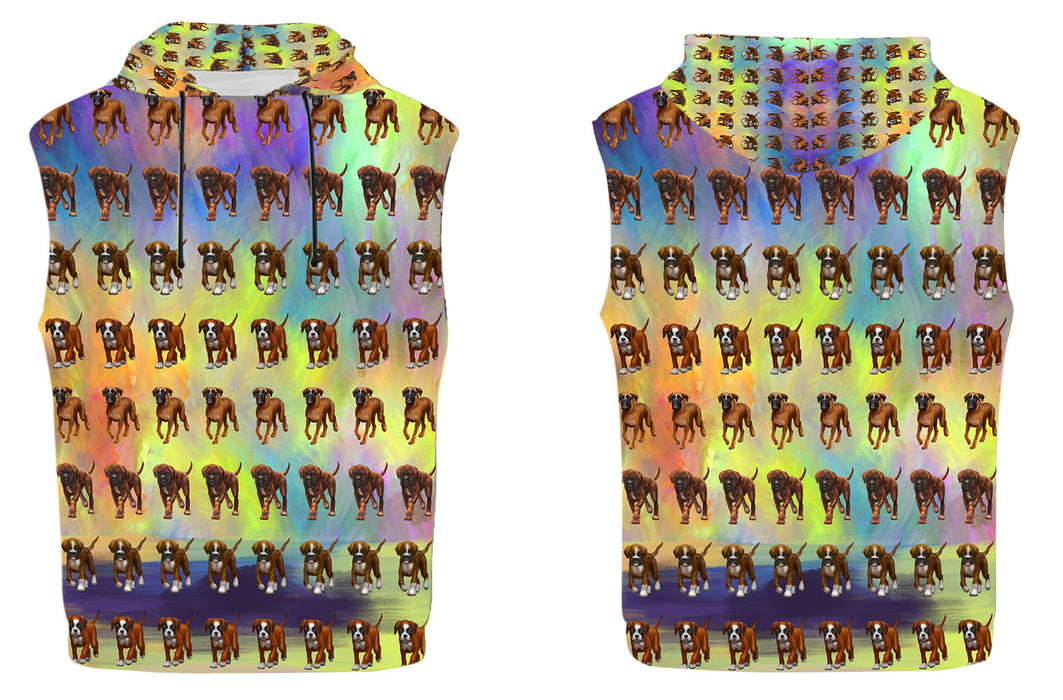 Paradise Wave Boxer Dogs All Over Print Sleeveless Women's Hoodie