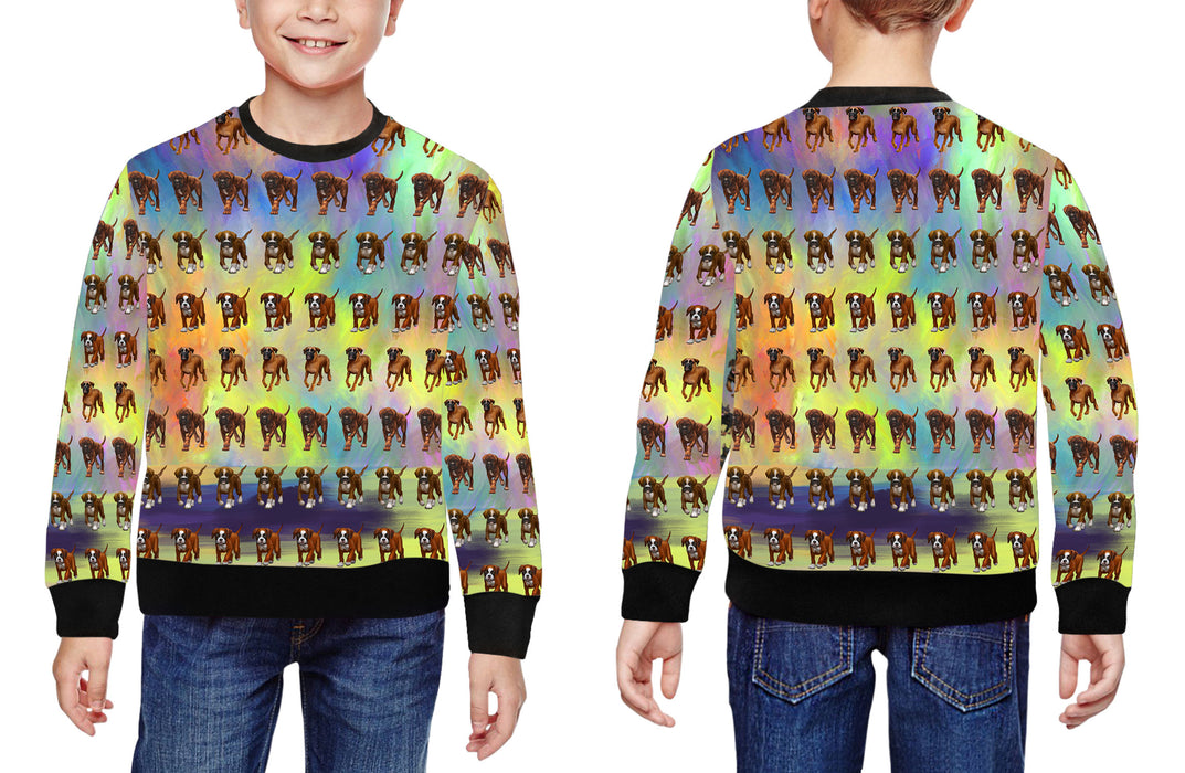 Paradise Wave Boxer Dogs All Over Print Crewneck Kids Sweatshirt