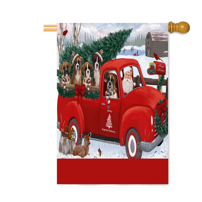 Personalized Christmas Santa Red Truck Express Delivery Boxer Dogs Custom House Flag FLG-DOTD-A57691