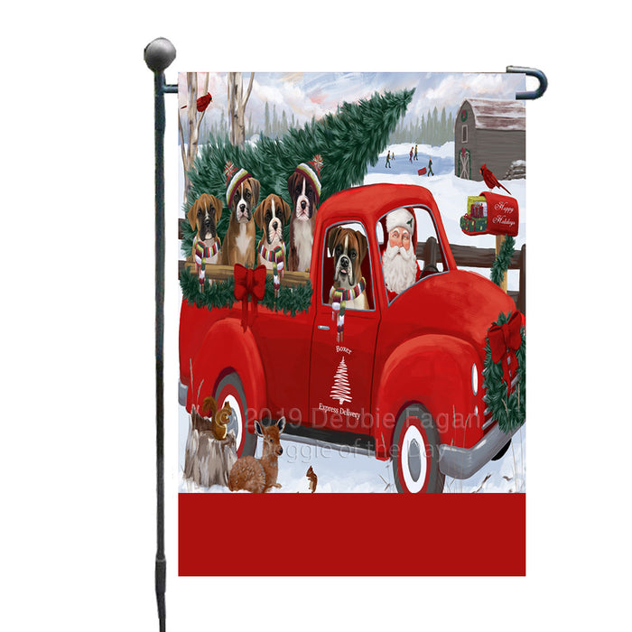 Personalized Christmas Santa Red Truck Express Delivery Boxer Dogs Custom Garden Flags GFLG-DOTD-A57635