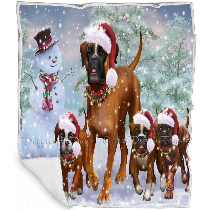 Christmas Running Family Boxers Dog Blanket BLNKT118605