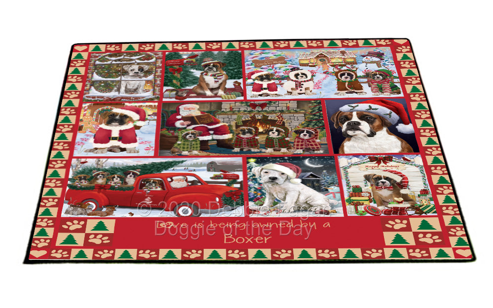 Love is Being Owned Christmas Boxer Dogs Floormat FLMS54802