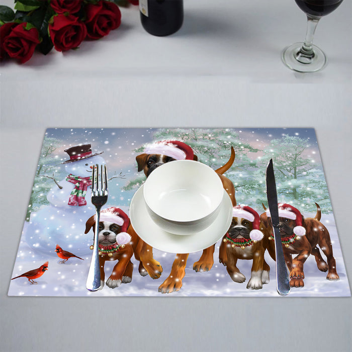 Christmas Running Fammily Boxer Dogs Placemat