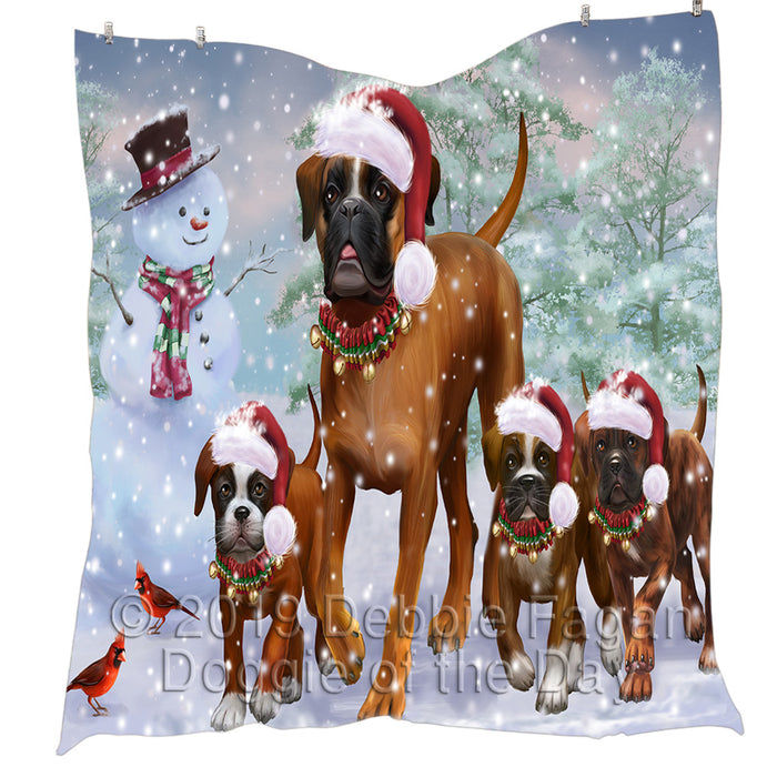 Christmas Running Fammily Boxer Dogs Quilt
