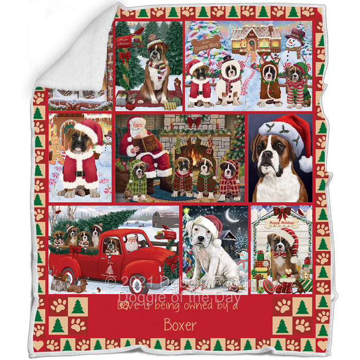 Love is Being Owned Christmas Boxer Dogs Blanket BLNKT143451