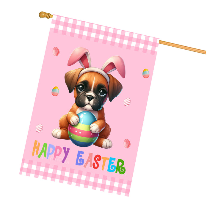 Boxer Dog Easter Day House Flags with Multi Design - Double Sided Easter Festival Gift for Home Decoration  - Holiday Dogs Flag Decor 28" x 40"