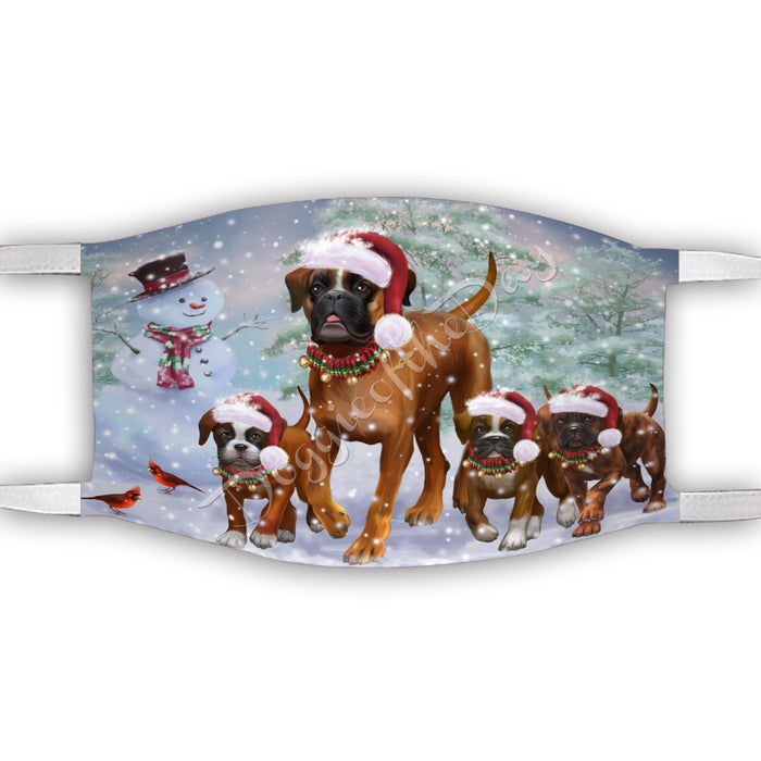 Christmas Running Fammily Boxer Dogs Face Mask FM48702