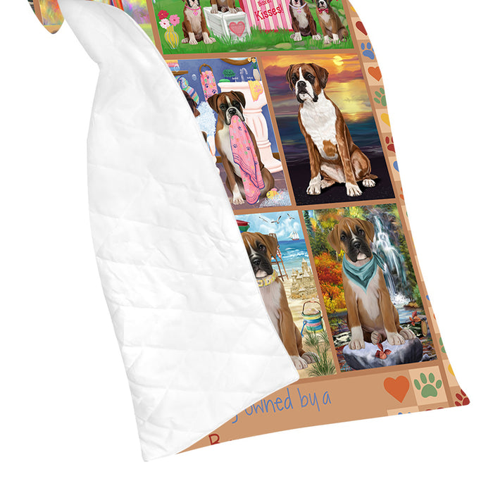 Love is Being Owned Boxer Dog Beige Quilt