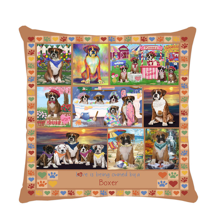 Love is Being Owned Boxer Dog Beige Pillow PIL84692
