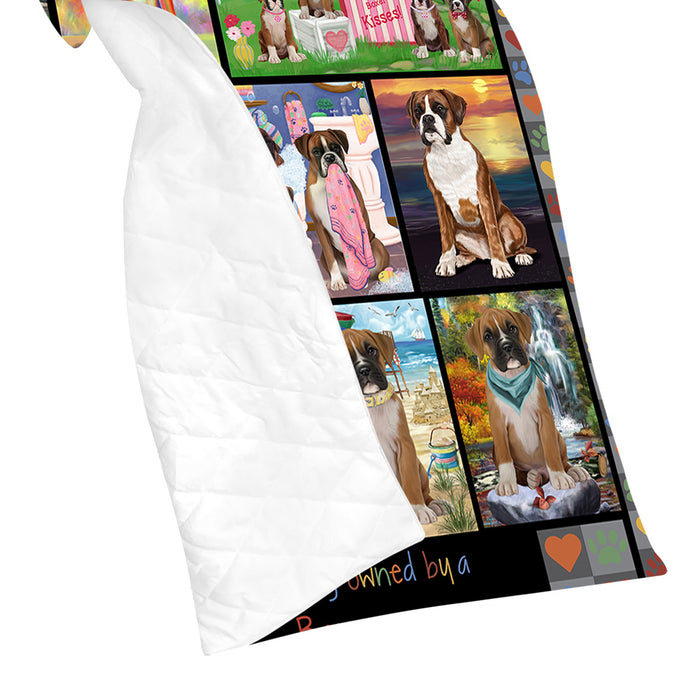 Love is Being Owned Boxer Dog Grey Quilt