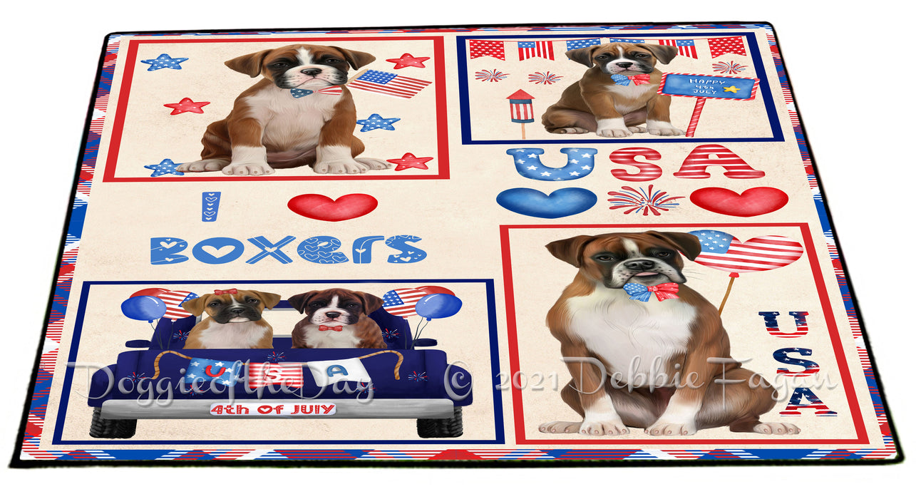 4th of July Independence Day I Love USA Boxer Dogs Floormat FLMS56149 Floormat FLMS56149