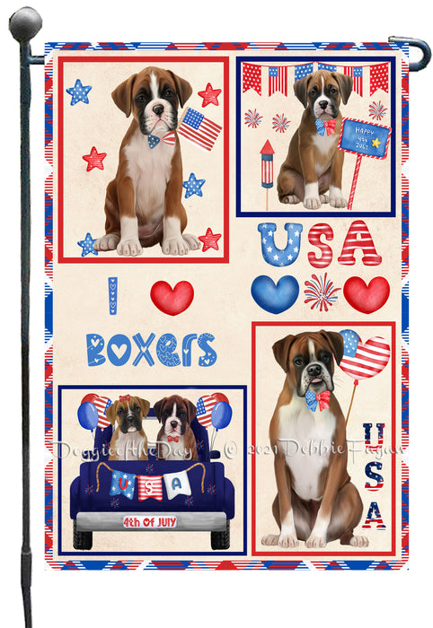 4th of July Independence Day I Love USA Boxer Dogs Garden Flag GFLG66881