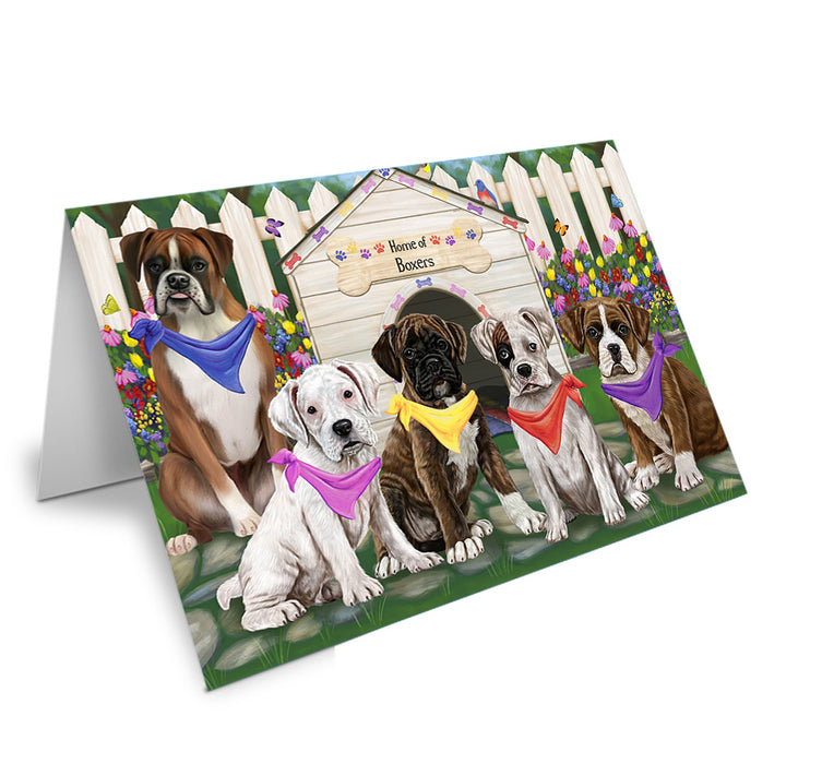 Spring Floral Boxer Dog Handmade Artwork Assorted Pets Greeting Cards and Note Cards with Envelopes for All Occasions and Holiday Seasons GCD53453