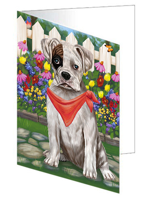 Spring Floral Boxer Dog Handmade Artwork Assorted Pets Greeting Cards and Note Cards with Envelopes for All Occasions and Holiday Seasons GCD53459