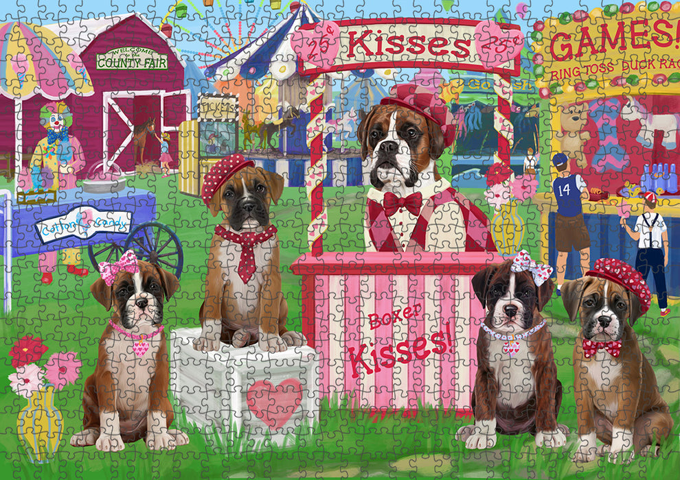 Carnival Kissing Booth Boxers Dog Puzzle with Photo Tin PUZL91800
