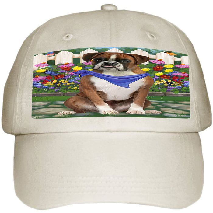Spring Floral Boxer Dog Ball Hat Cap HAT53157