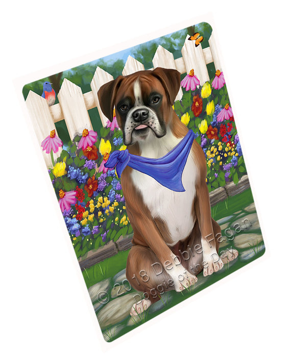 Spring Floral Boston Terrier Dog Tempered Cutting Board C53289