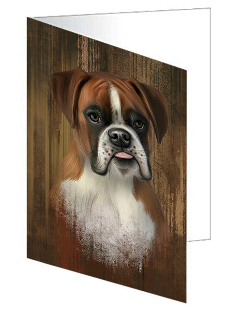 Rustic Boxer Dog Handmade Artwork Assorted Pets Greeting Cards and Note Cards with Envelopes for All Occasions and Holiday Seasons GCD55664