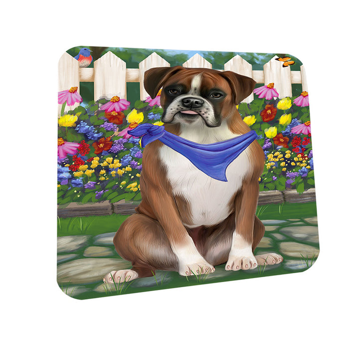Spring Floral Boxer Dog Coasters Set of 4 CST49767