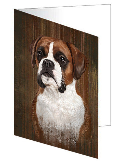 Rustic Boxer Dog Handmade Artwork Assorted Pets Greeting Cards and Note Cards with Envelopes for All Occasions and Holiday Seasons GCD55091