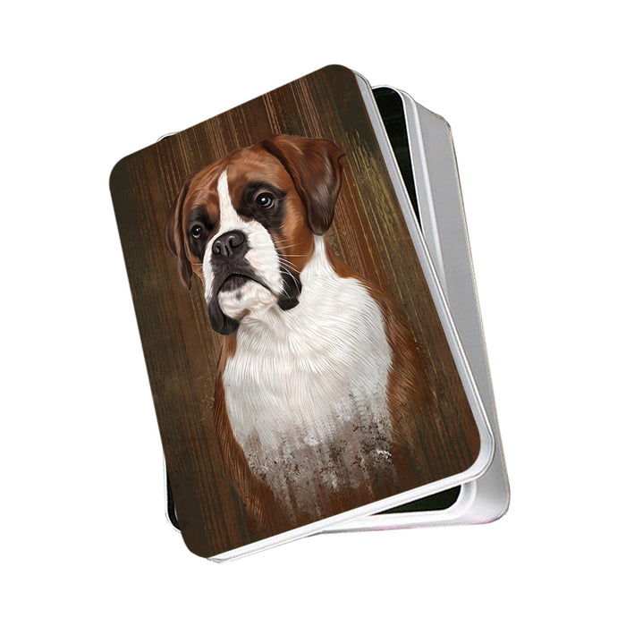 Rustic Boxer Dog Photo Storage Tin PITN50354