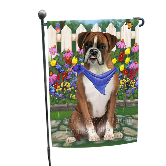 Spring Floral Boxer Dog Garden Flag GFLG49637