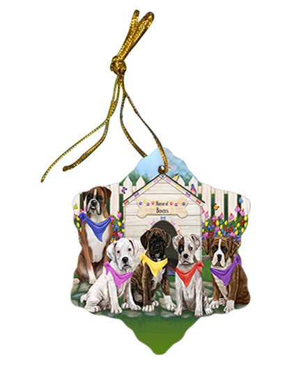 Spring Dog House Boxers Dog Star Porcelain Ornament SPOR49801
