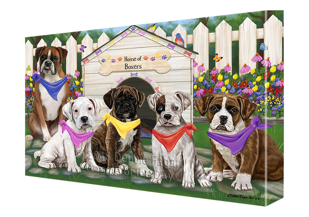 Spring Dog House Boxers Dog Canvas Wall Art CVS64033