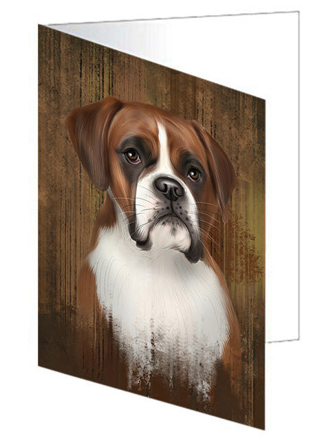Rustic Boxer Dog Handmade Artwork Assorted Pets Greeting Cards and Note Cards with Envelopes for All Occasions and Holiday Seasons GCD55667