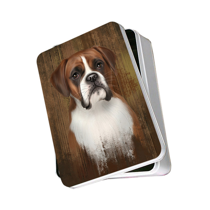 Rustic Boxer Dog Photo Storage Tin PITN50540