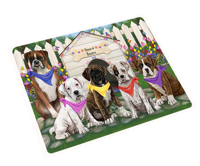 Spring Floral Boxer Dog Tempered Cutting Board C53292