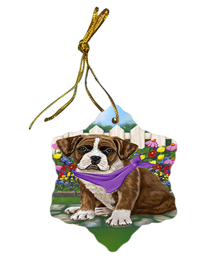Spring Floral Boxer Dog Star Porcelain Ornament SPOR49802
