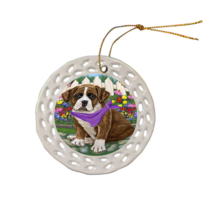 Spring Floral Boxer Dog Ceramic Doily Ornament DPOR49810