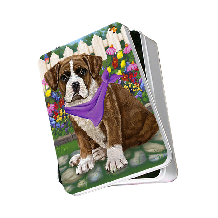 Spring Floral Boxer Dog Photo Storage Tin PITN49810