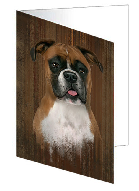 Rustic Boxer Dog Handmade Artwork Assorted Pets Greeting Cards and Note Cards with Envelopes for All Occasions and Holiday Seasons GCD55670