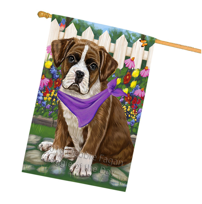 Spring Floral Boxer Dog House Flag FLG49775