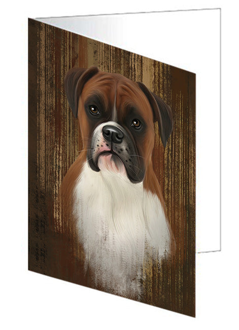 Rustic Boxer Dog Handmade Artwork Assorted Pets Greeting Cards and Note Cards with Envelopes for All Occasions and Holiday Seasons GCD55673