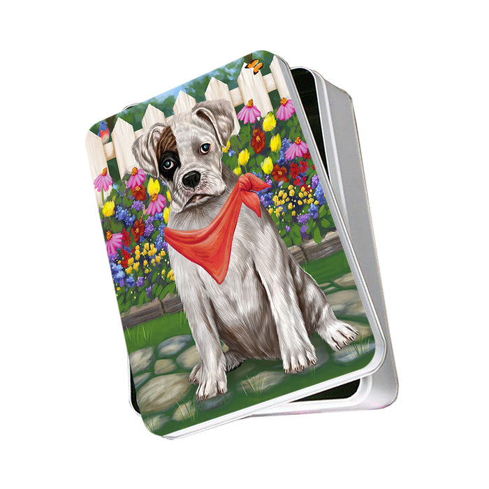 Spring Floral Boxer Dog Photo Storage Tin PITN49811