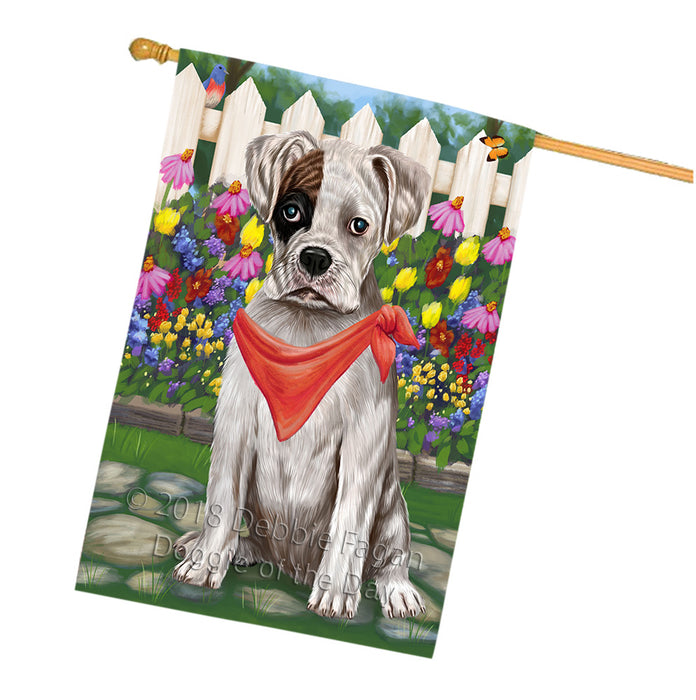 Spring Floral Boxer Dog House Flag FLG49776